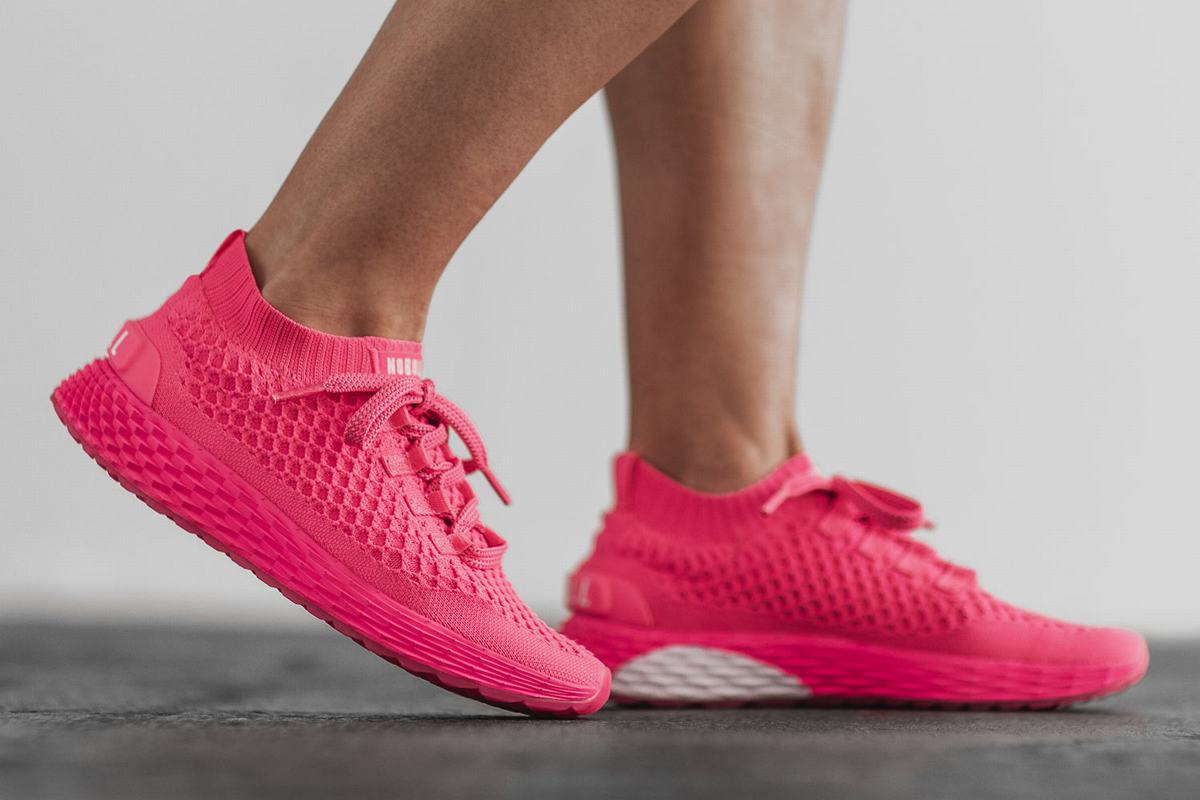 Nobull Neon Knit Runner Women's Running Shoes Pink | Australia (TI6235)